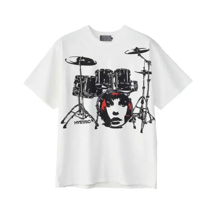[BUNJANG] Hysteric Glamour Drum Set T-Shirt White S / 히스테릭글래머 드럼 세트 티셔츠 화이트 S