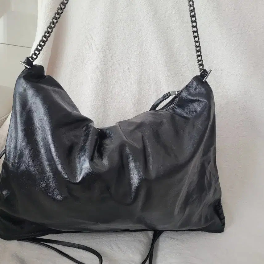[BUNJANG] ZARA Black Chain Shoulder Bag / 자라 빅사이즈 블랙 체인 숄더백