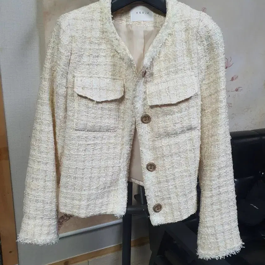 [BUNJANG] RED.J Tweed Jacket Ivory 55 / RED.J 트위드 자켓 아이보리 55사이즈  택배비포함가