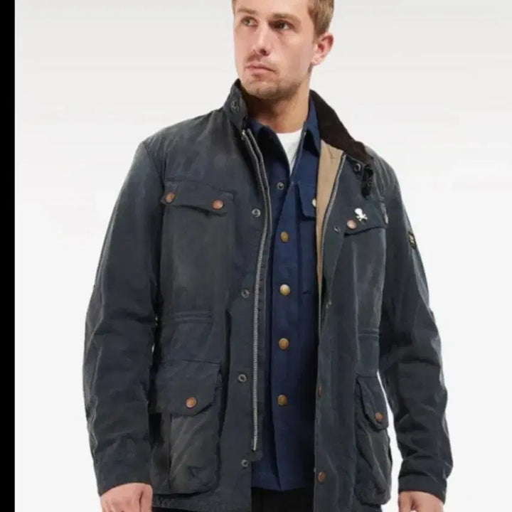 [BUNJANG] Barbour B.Intl Distressed Duke Wax Jacket / 바버 남성 네이비 B.Intl Distressed Duke 왁스자켓