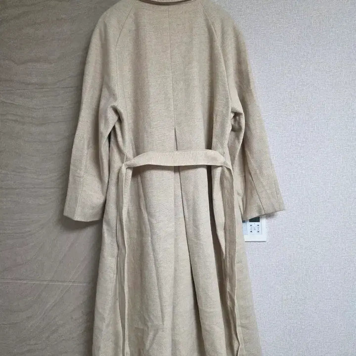 [BUNJANG] Beige Belted Long Coat (55-77) / 새옷 무료배송 베이지 벨트 롱 코트. 루즈핏 (55~77)