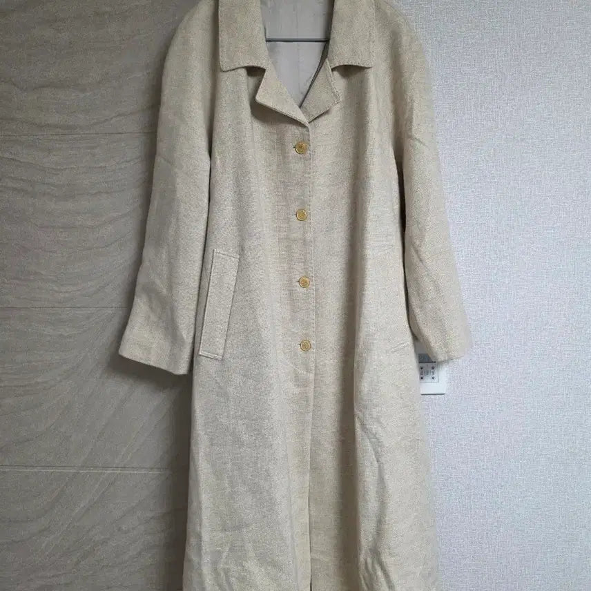 [BUNJANG] Beige Belted Long Coat (55-77) / 새옷 무료배송 베이지 벨트 롱 코트. 루즈핏 (55~77)