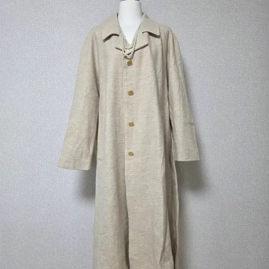 [BUNJANG] Beige Belted Long Coat (55-77) / 새옷 무료배송 베이지 벨트 롱 코트. 루즈핏 (55~77)