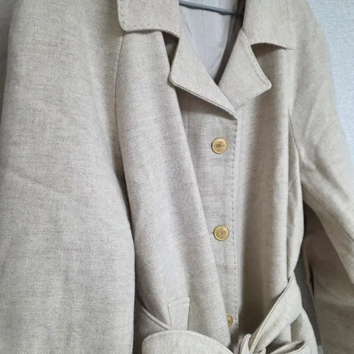 [BUNJANG] Beige Belted Long Coat (55-77) / 새옷 무료배송 베이지 벨트 롱 코트. 루즈핏 (55~77)