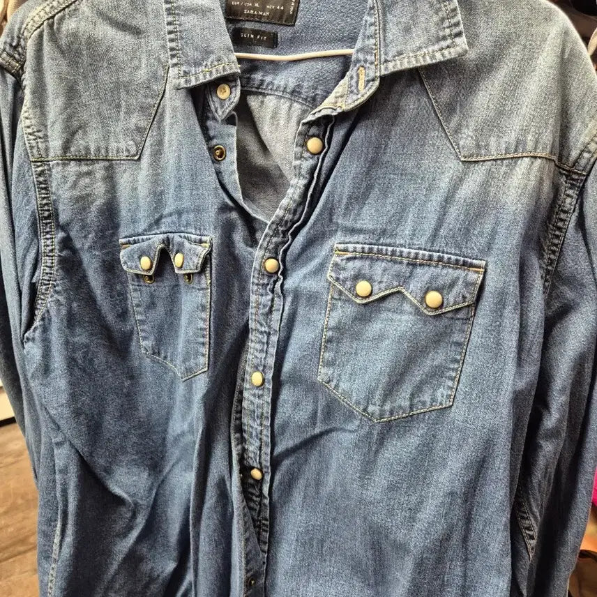 [BUNJANG] ZARA Denim Slim Fit Shirt (XL) / 자라 데님 셔츠 XL 슬림핏