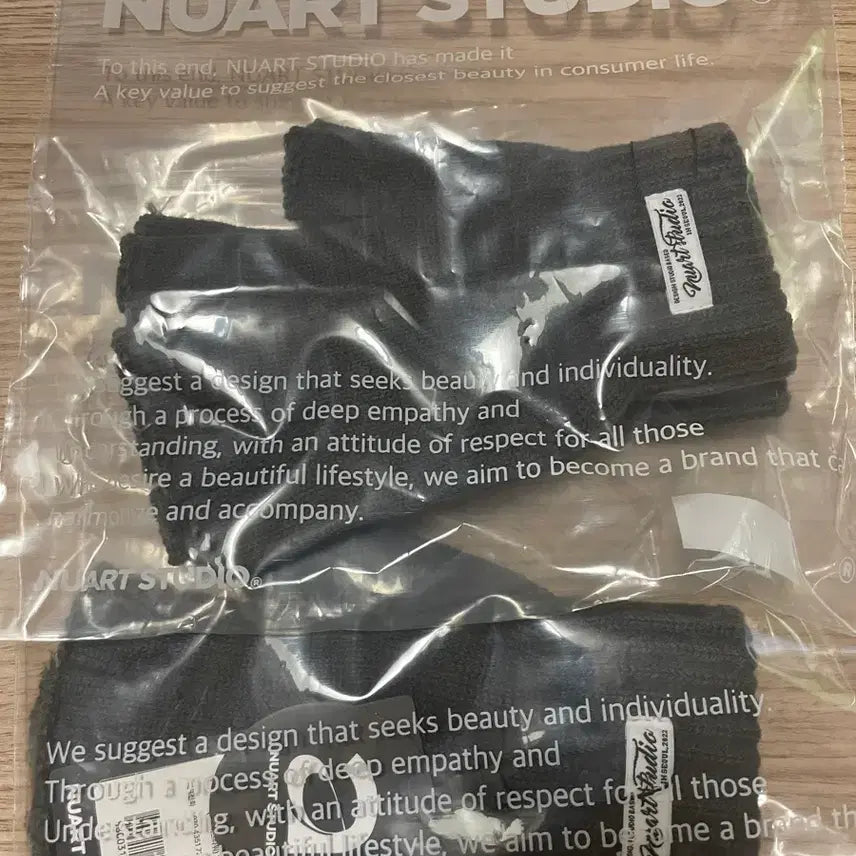 [BUNJANG] Nuart Studio Fingerless Knit Gloves Charcoal (2-Pack) / 누아트 스튜디오 핑거리스 니트 장갑 차콜 x2팩