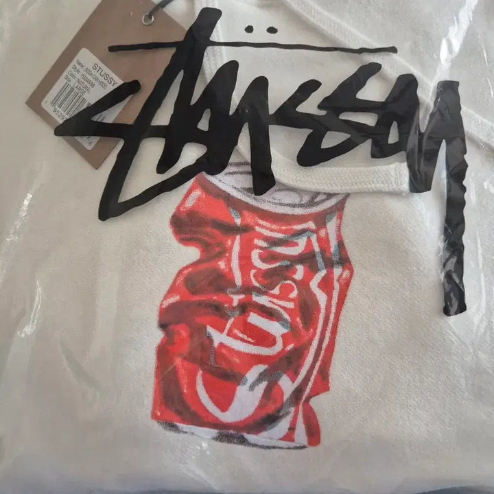 [BUNJANG] Stussy Soda Fleece Hoodie (Ivory/Black) / 무료배송 스투시 소다 기모  후드티 아이보리/블랙