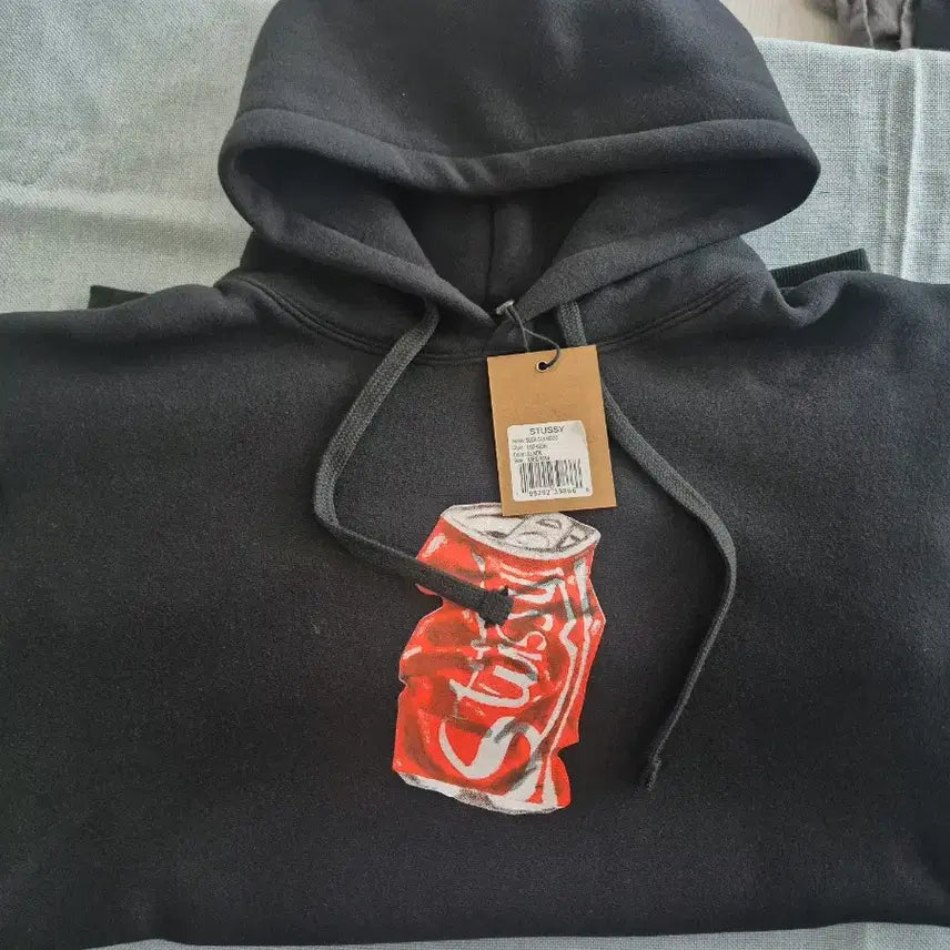 [BUNJANG] Stussy Soda Fleece Hoodie (Ivory/Black) / 무료배송 스투시 소다 기모  후드티 아이보리/블랙