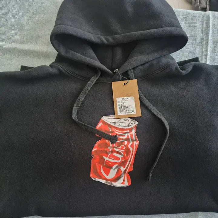 [BUNJANG] Stussy Soda Fleece Hoodie (Ivory/Black) / 무료배송 스투시 소다 기모  후드티 아이보리/블랙
