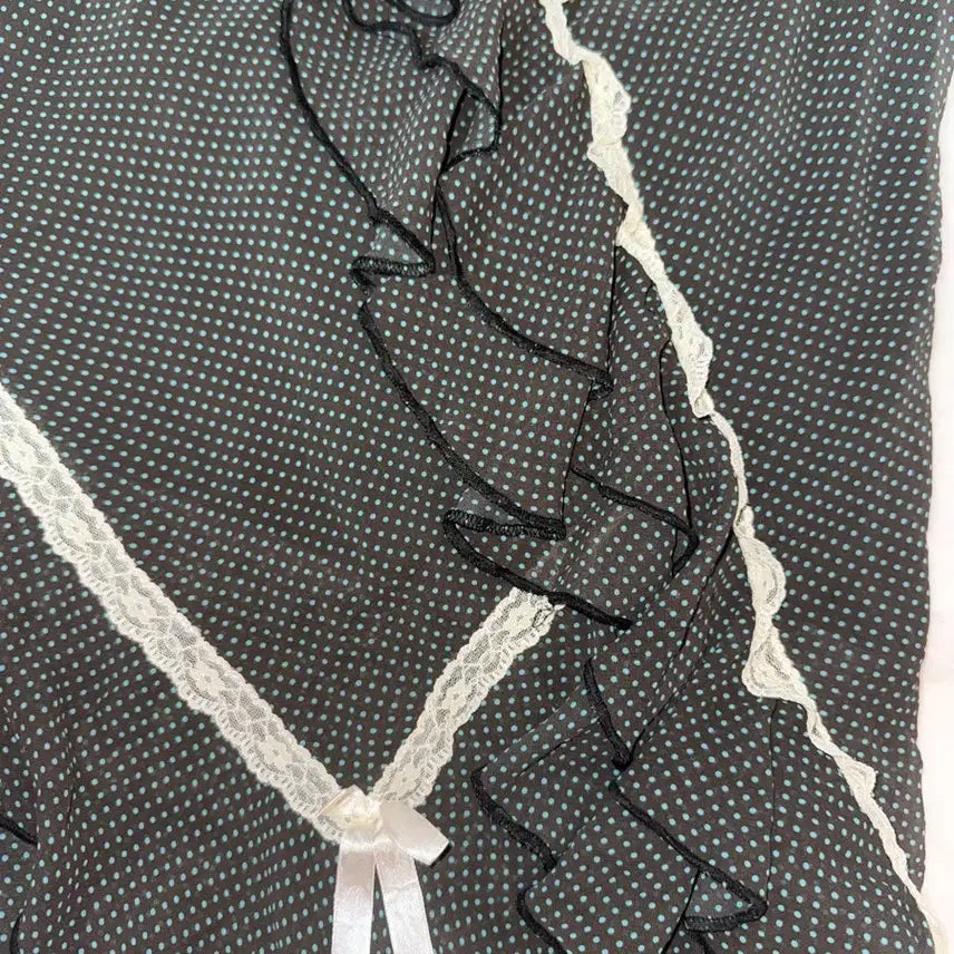 [BUNJANG] Vintage Mint Dot Lace Midi Skirt / 민트 도트 레이스 미디스커트