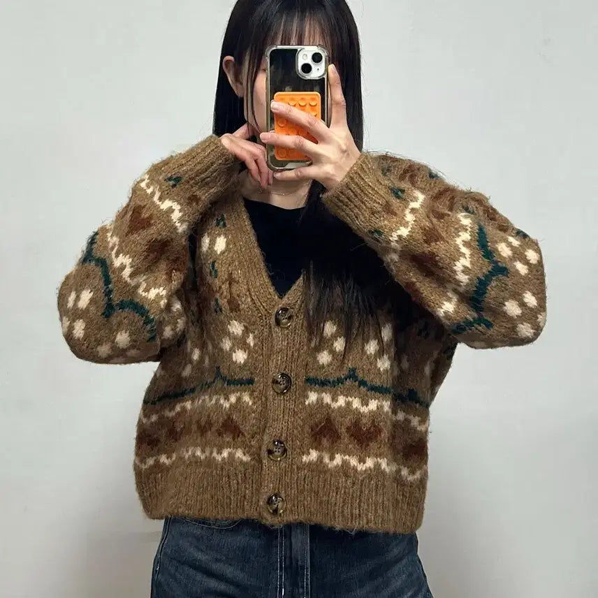 [BUNJANG] ZARA Jacquard Wool Alpaca Knit Cardigan / 자라 자카드 울 알파카 니트 가디건