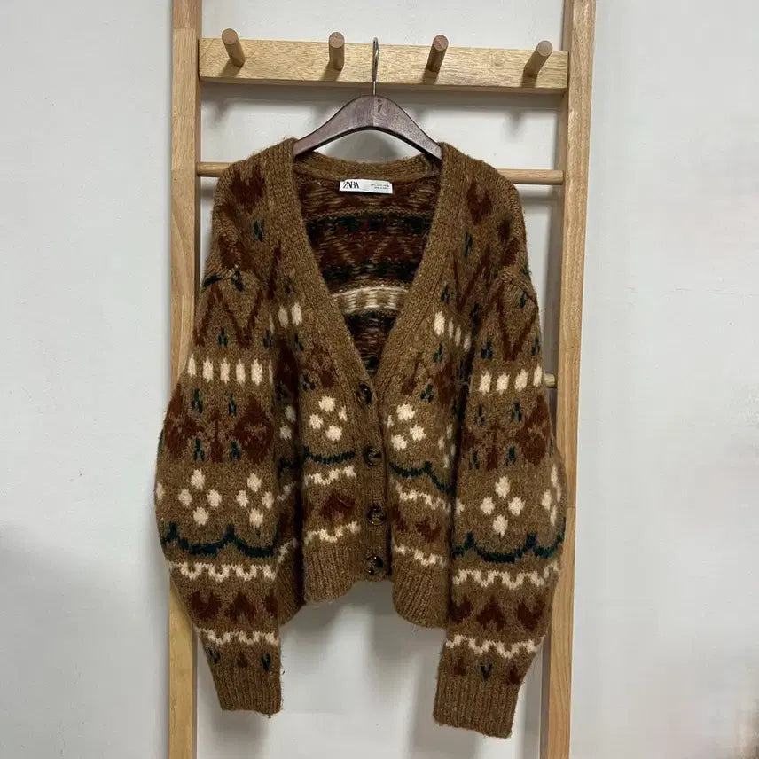 [BUNJANG] ZARA Jacquard Wool Alpaca Knit Cardigan / 자라 자카드 울 알파카 니트 가디건