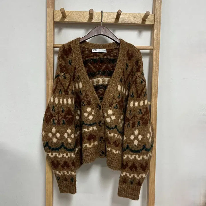 [BUNJANG] ZARA Jacquard Wool Alpaca Knit Cardigan / 자라 자카드 울 알파카 니트 가디건