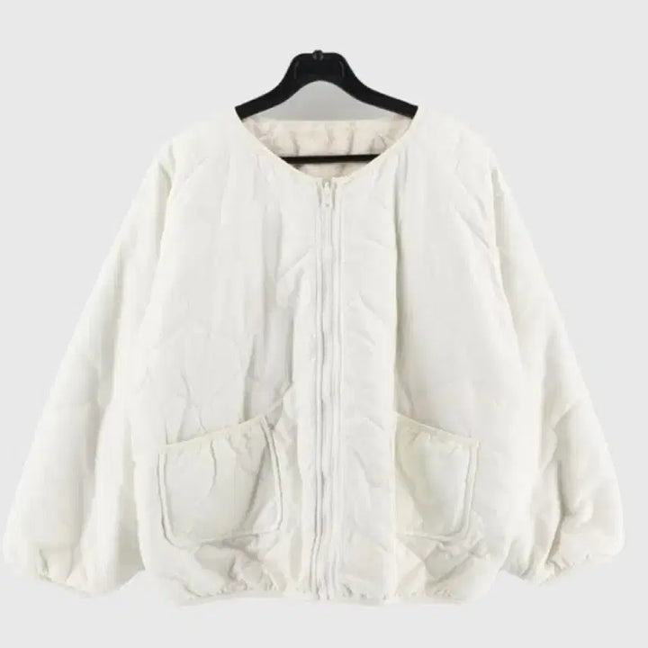 [BUNJANG] White Short Padded Quilted Jacket / 화이트 숏패딩 경량 퀄팅 퍼 안감 자켓