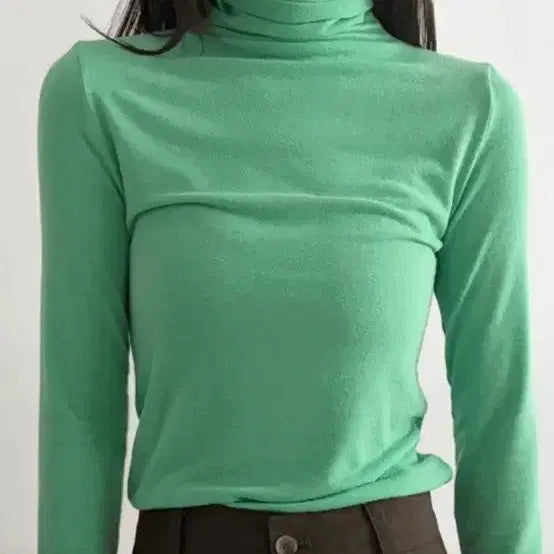 [BUNJANG] Green Turtleneck T-shirt / 그린 목폴라 티셔츠