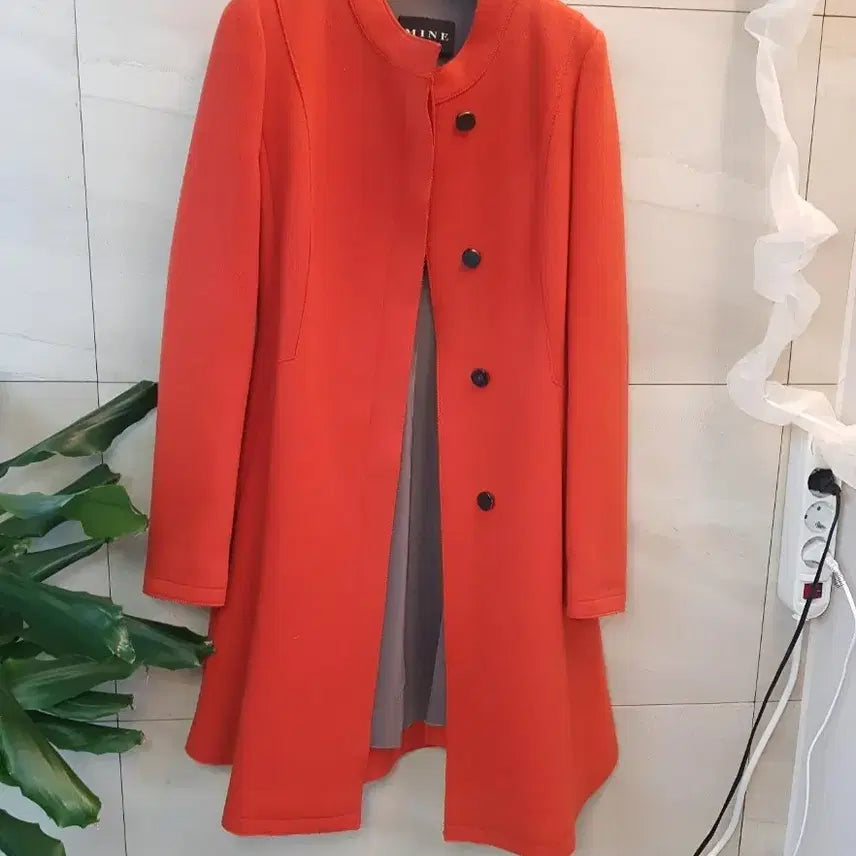 [BUNJANG] Mine Cashmere Red Coat Dress / 한섬 마인 캐시미어 코트 라인 예쁜 원피스  레드 코트