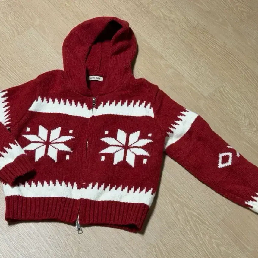 [BUNJANG] Marie Claire Snow Flower Hoodie Zip-up / 마리끌레르 눈꽃 후드 집업