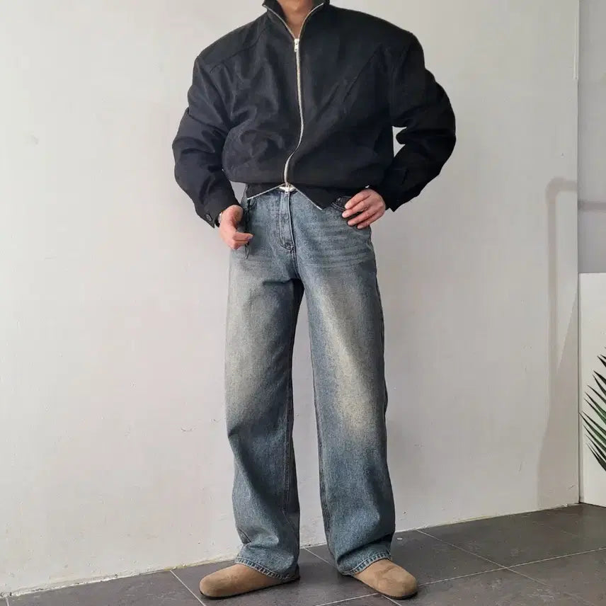 [BUNJANG] Male High Neck Suede Crop Jacket / 남자 어깡 하이넥 스웨이드 크롭 자켓 3컬러