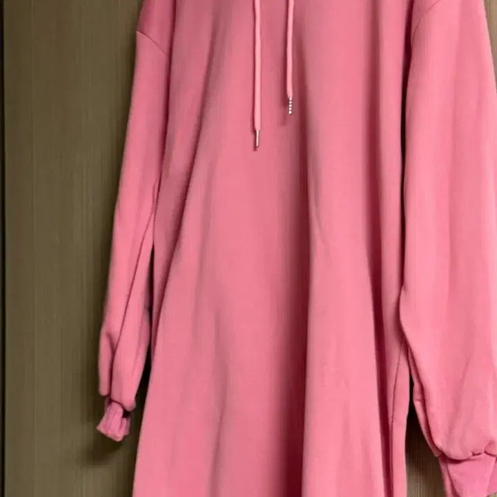 [BUNJANG] Pink Fleece Hooded Long Dress / 핑크기모후드원피스:새제품
