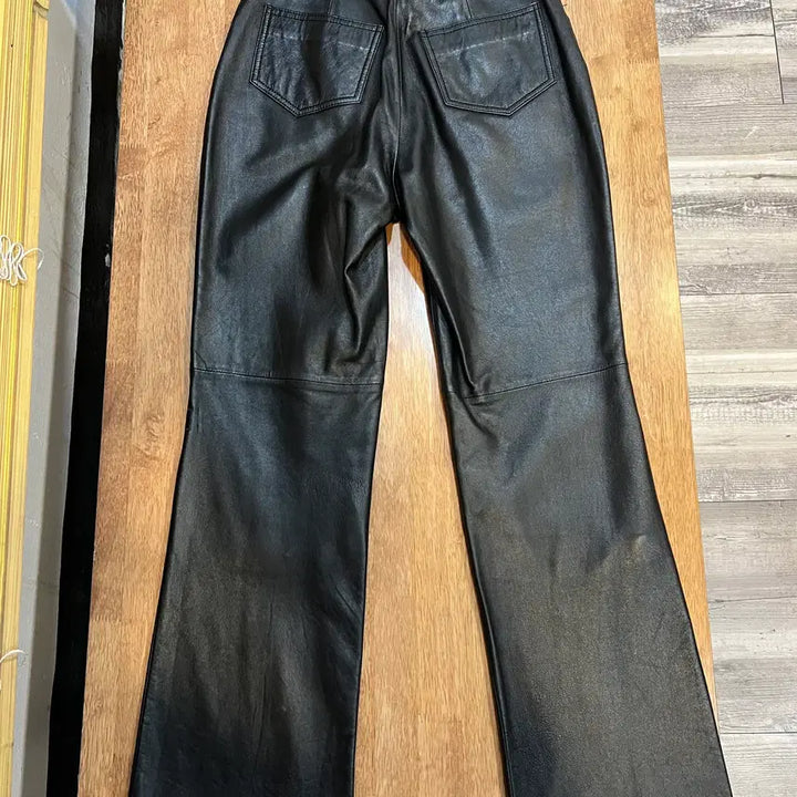 [BUNJANG] CC Club Women's Black Lambskin Leather Slacks / 씨씨클럽 여자 블랙 양가죽바지 가죽슬렉스
