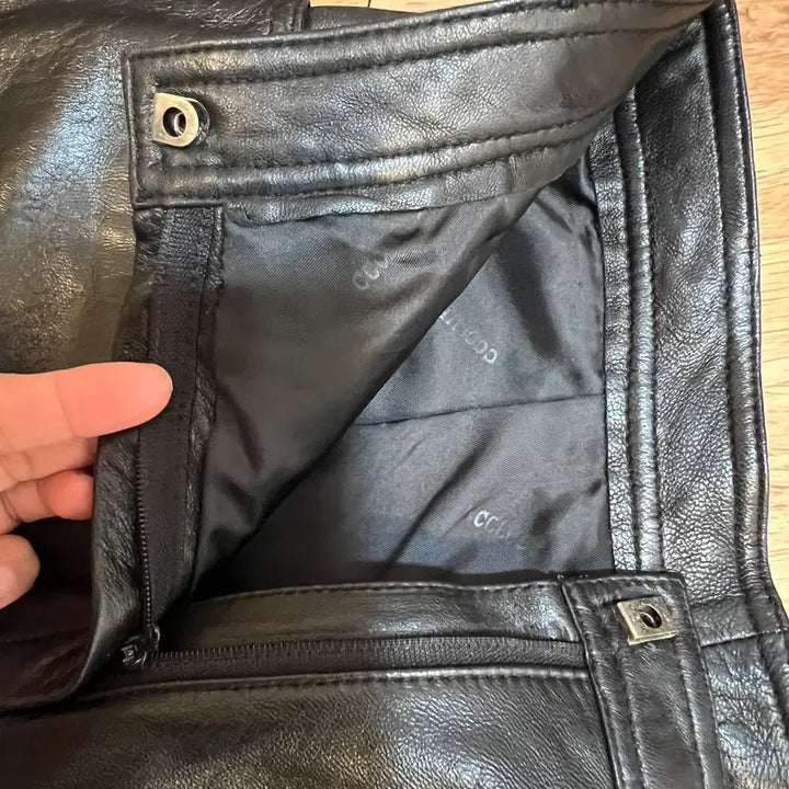[BUNJANG] CC Club Women's Black Lambskin Leather Slacks / 씨씨클럽 여자 블랙 양가죽바지 가죽슬렉스