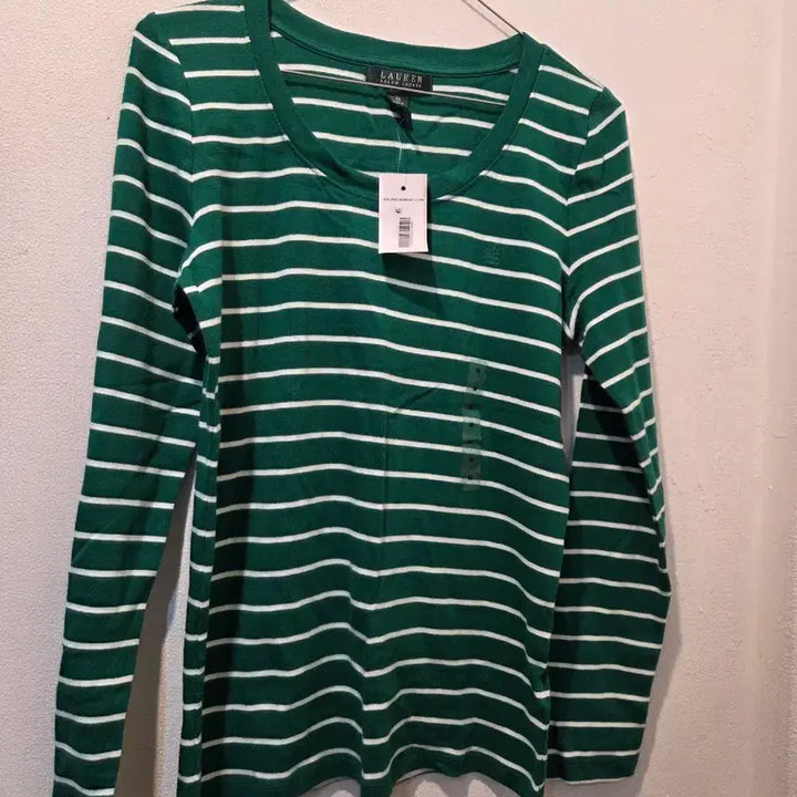 [BUNJANG] Lauren Ralph Lauren Striped Long Sleeve T-shirt / 로렌 랄프로렌 스트라이프 긴팔티셔츠 그린