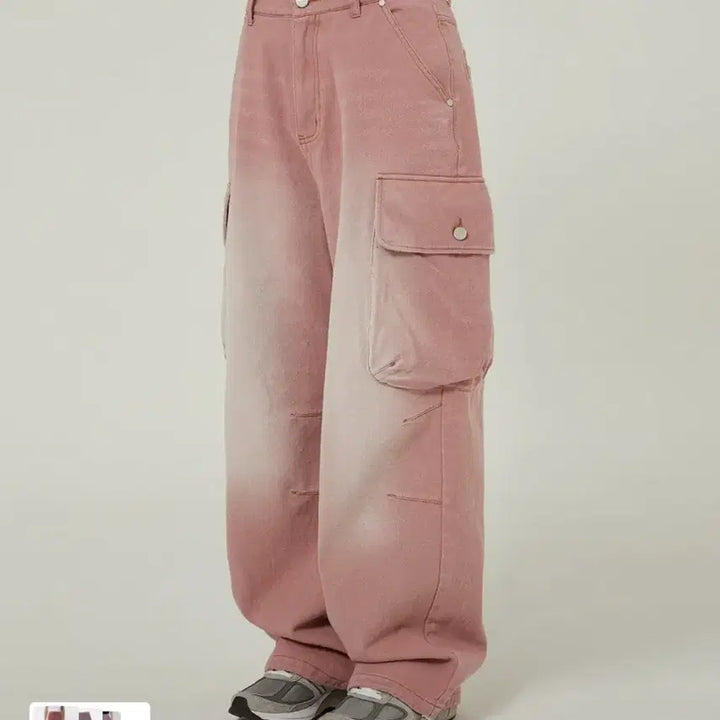 [BUNJANG] YK Parachute Cargo Washed Denim Pants (Dust Pink) - Size 2 / (새상품) 와이케이 파라슈트 카고 워시드 데님 팬츠 더스트 핑크 사이즈2