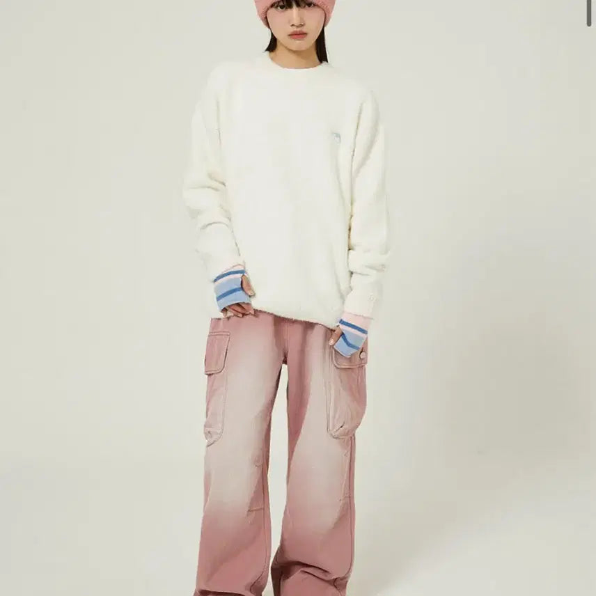 [BUNJANG] YK Parachute Cargo Washed Denim Pants (Dust Pink) - Size 2 / (새상품) 와이케이 파라슈트 카고 워시드 데님 팬츠 더스트 핑크 사이즈2