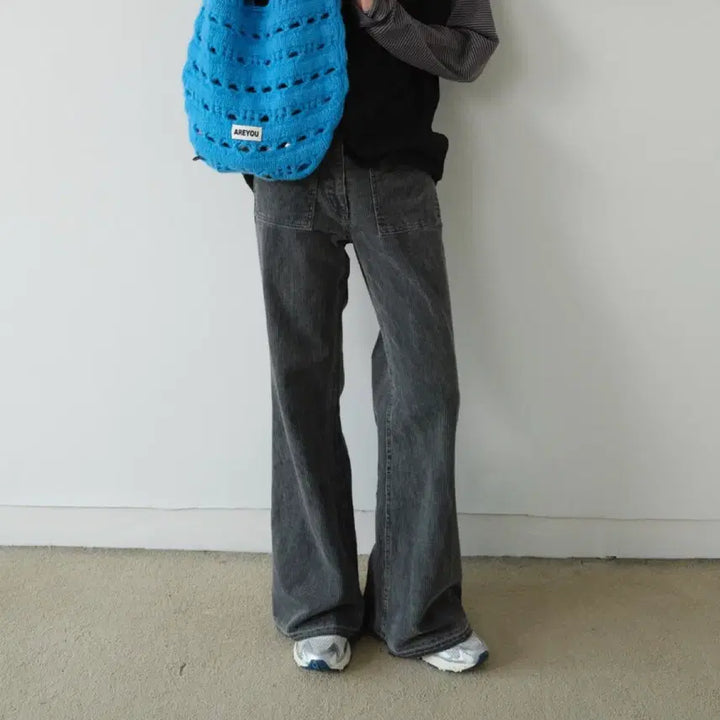 [BUNJANG] [AHYU SEOUL] CORDUROY BOOTCUT PT, CHARCOAL / [아유서울] CORDUROY BOOTCUT PT, CHARCOAL