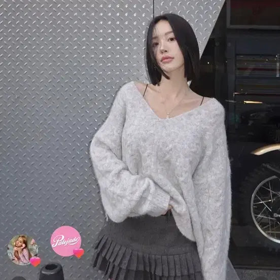 [BUNJANG] Pale Jade Loose Fit Knit Sweater / 페일제이드 루즈핏 니트 / 그레이