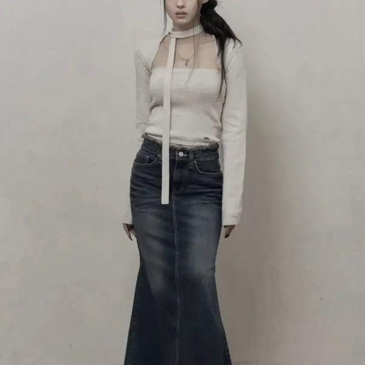 [BUNJANG] Kaki Point Mermaid Denim Skirt / 카키포인트 Mermaid Denim Skirt (blue)