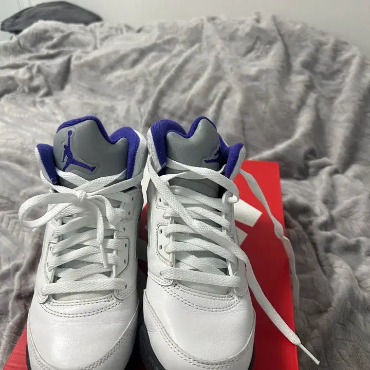 [BUNJANG] Nike Air Jordan 5 White/Purple Sneakers 240mm / 나이키 에어 조던 5 화이트/퍼플 운동화 240mm