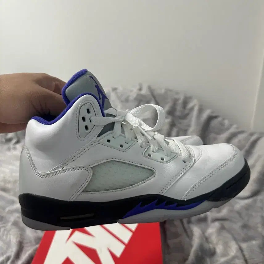 [BUNJANG] Nike Air Jordan 5 White/Purple Sneakers 240mm / 나이키 에어 조던 5 화이트/퍼플 운동화 240mm