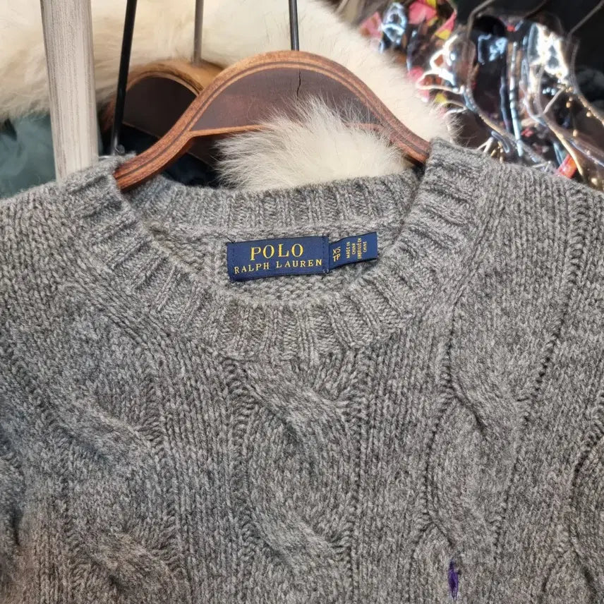 [BUNJANG] Polo Ralph Lauren Cable Knit Sweater / 폴로 랄프로렌 케이블 니트 회색
