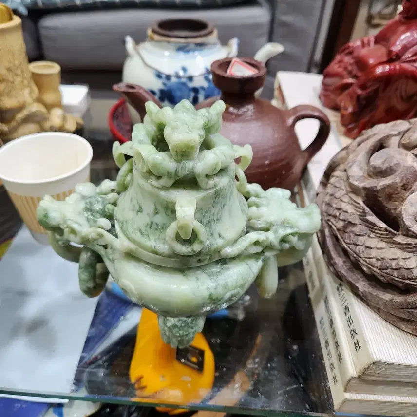 [BUNJANG] Jade Dragon Carved Incense Burner / 옥 향로