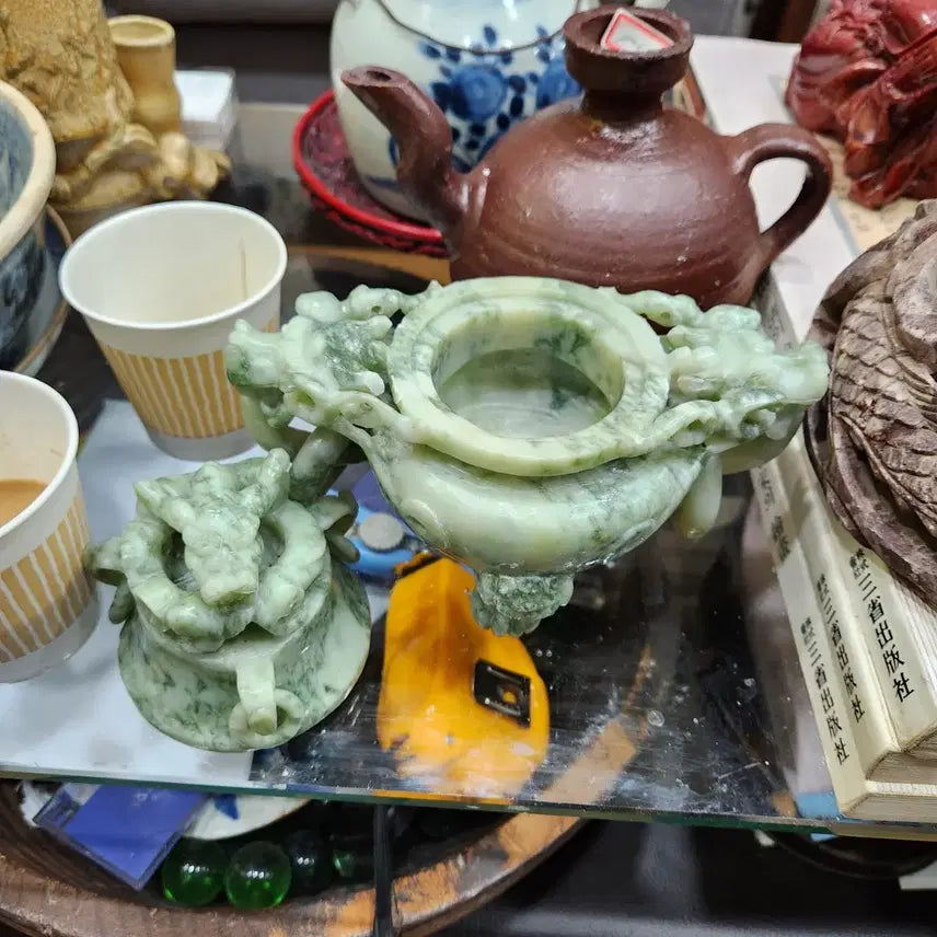 [BUNJANG] Jade Dragon Carved Incense Burner / 옥 향로