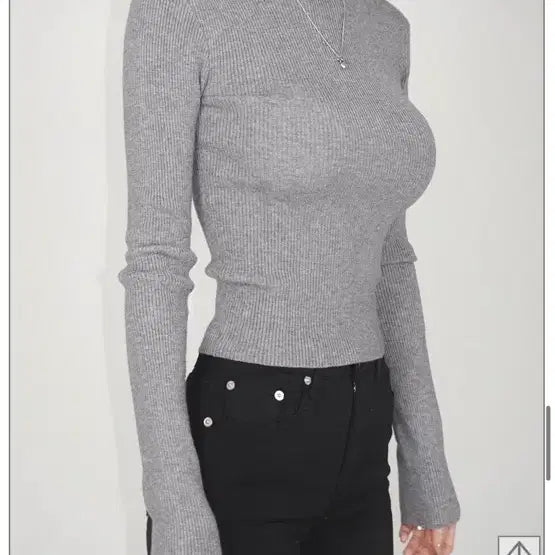 [BUNJANG] Pale Jade Ribbed Long Sleeve Shirt - Gray / 페일제이드 골지 긴팔티 / 그레이