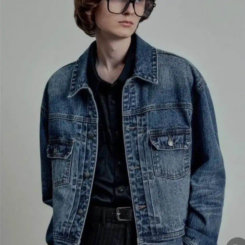 [BUNJANG] Elmood Kaine Denim Trucker Jacket Washed Blue 46 / 엘무드 케인데님 트러커 자켓 새상품 워시드블루46