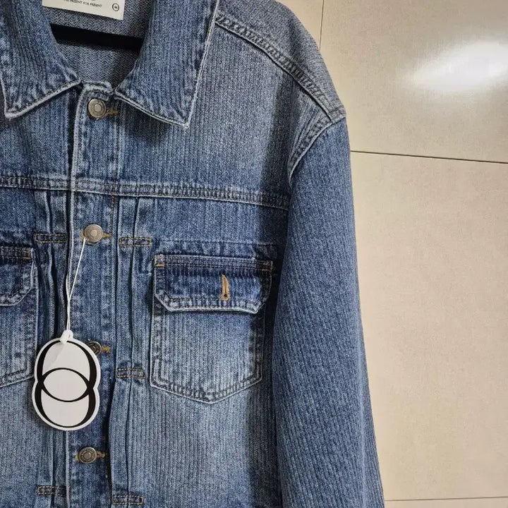 [BUNJANG] Elmood Kaine Denim Trucker Jacket Washed Blue 46 / 엘무드 케인데님 트러커 자켓 새상품 워시드블루46