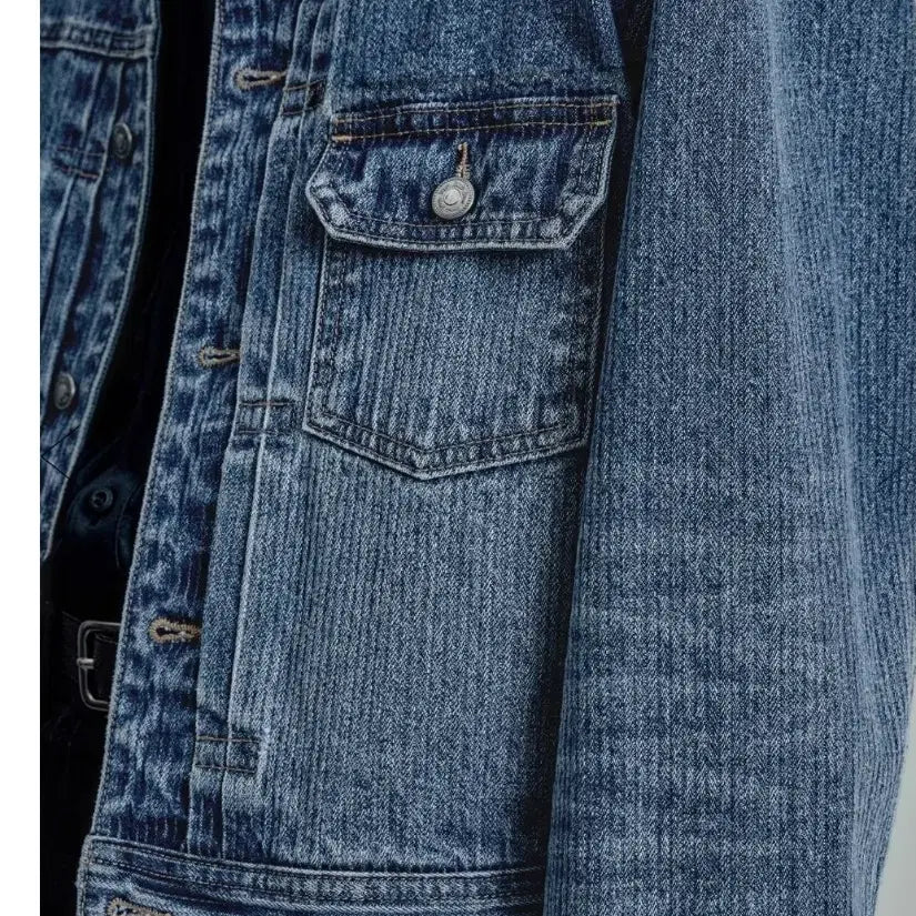 [BUNJANG] Elmood Kaine Denim Trucker Jacket Washed Blue 46 / 엘무드 케인데님 트러커 자켓 새상품 워시드블루46