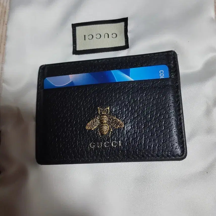 [BUNJANG] Gucci Card Holder with Bee Embroidery / 구찌 블랙 카드지갑 벌 자수