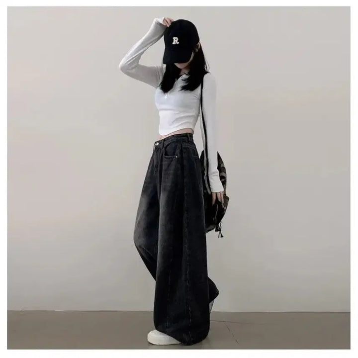 [BUNJANG] Black Wide Denim Pants / 흑청 와이드 데님 팬츠