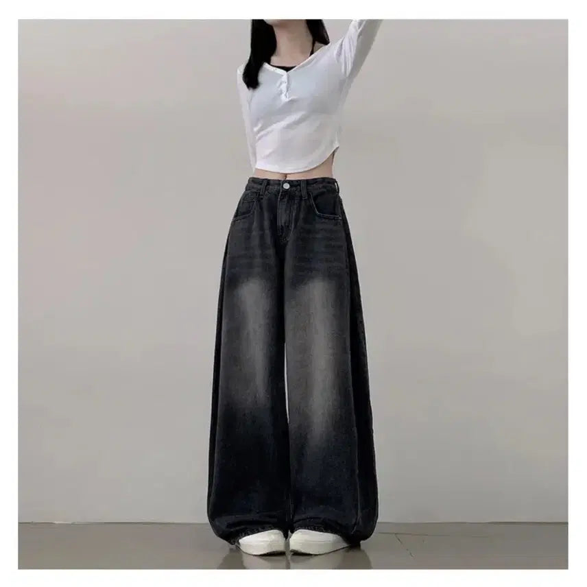 [BUNJANG] Black Wide Denim Pants / 흑청 와이드 데님 팬츠