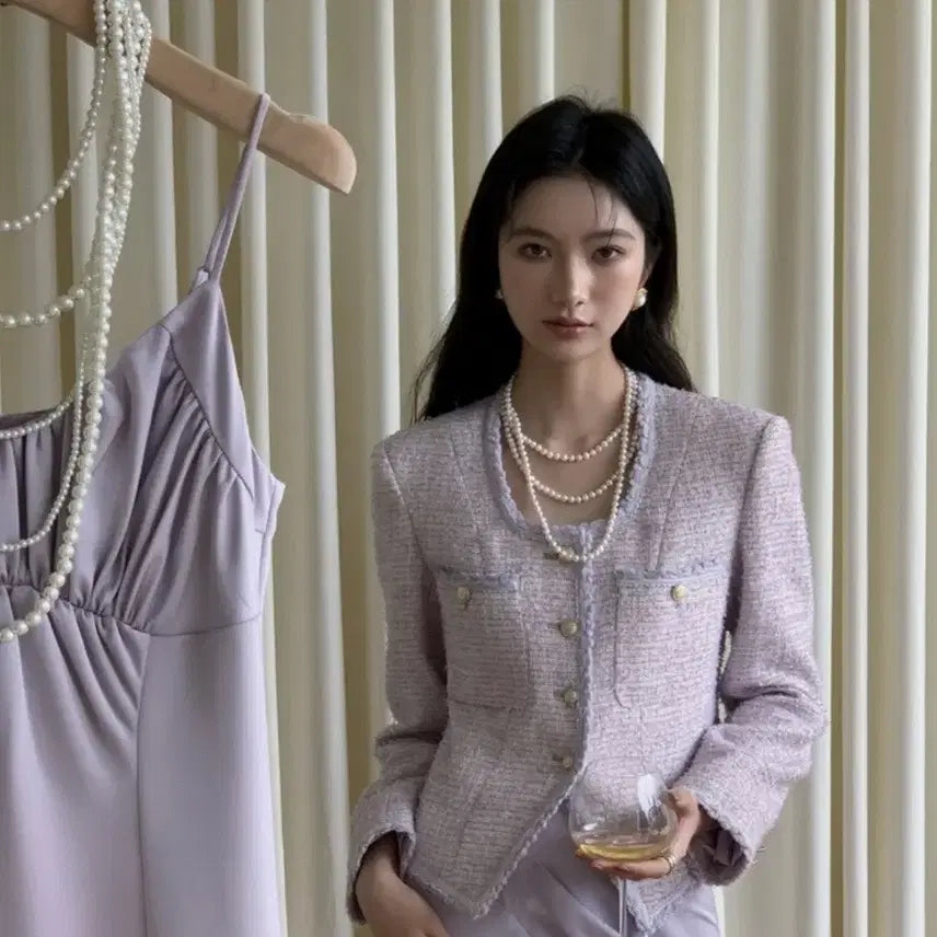 [BUNJANG] Unneck Tweed Jacket / 유넥 트위드 자켓