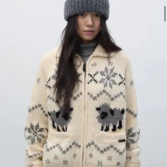 [BUNJANG] General Idea Wool Blend Cowichan Knit Jumper Ivory (Size M) / 제너럴아이디어 울 블랜드 코위찬 니트 점퍼 아이보리 M사이즈 새상품