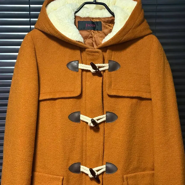[BUNJANG] SOUP Orange Wool Blend Duffle Long Coat / SOUP 숲 오렌지 주황색 양 털 떡볶이 더플 롱 코트 울 55 여자