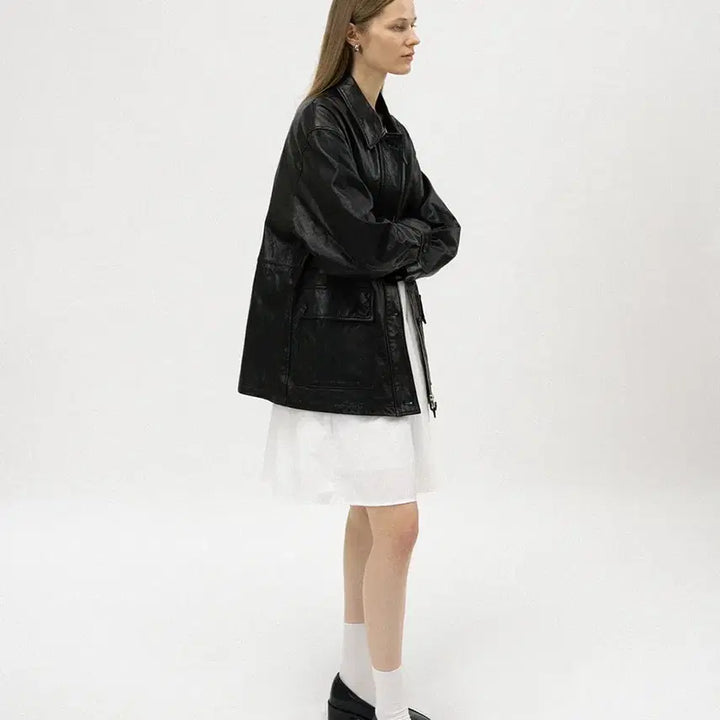 [BUNJANG] FORET 90s Tessa Leather Jacket / (3/13 이후 배송)포레토 90s tessa leather jacket