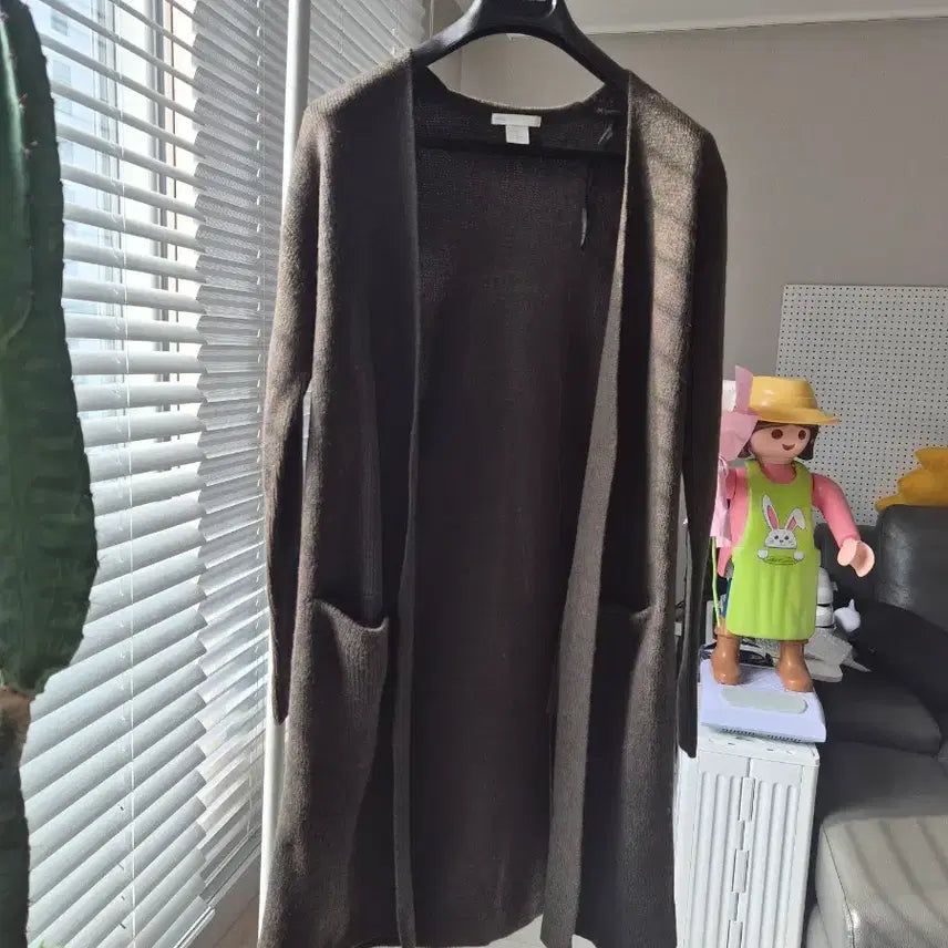 [BUNJANG] H&M Long Knit Open Cardigan (Dark Khaki) - XS / 새제품,동영상유) H&M 카키 롱 니트 오픈 가디건 xs 160/80A,