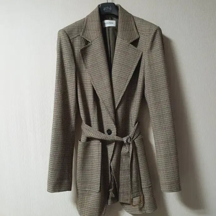 [BUNJANG] MojoSphin Checked Belted Jacket (Size 55) / 모조에스핀 체크 벨티드 자켓 55 사이즈 정품