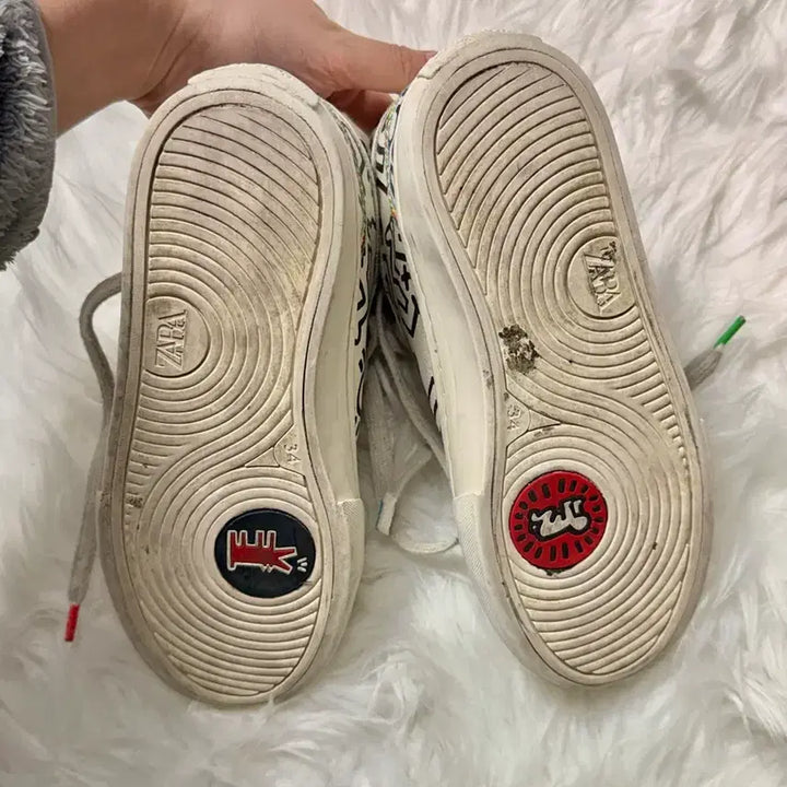 [BUNJANG] ZARA Keith Haring High-Cut Sneakers / 자라 키스해링 하이컷 스니커즈 215~220